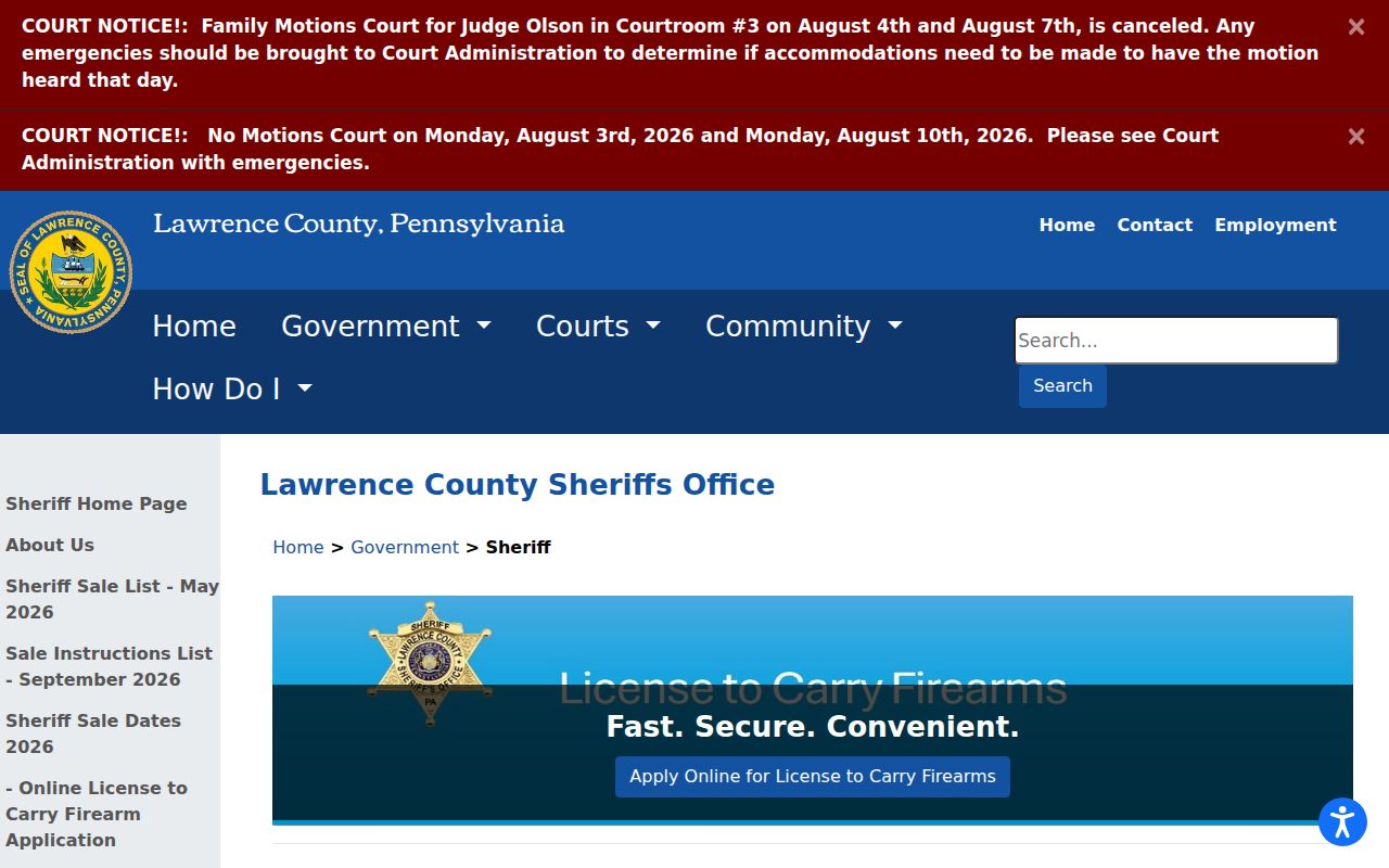 Lawrence County arrest records Sheriff office source