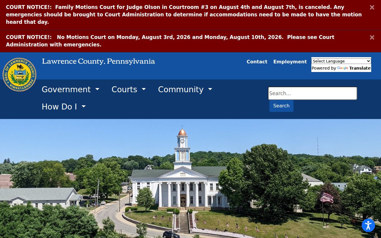 Lawrence County criminal history government office directory